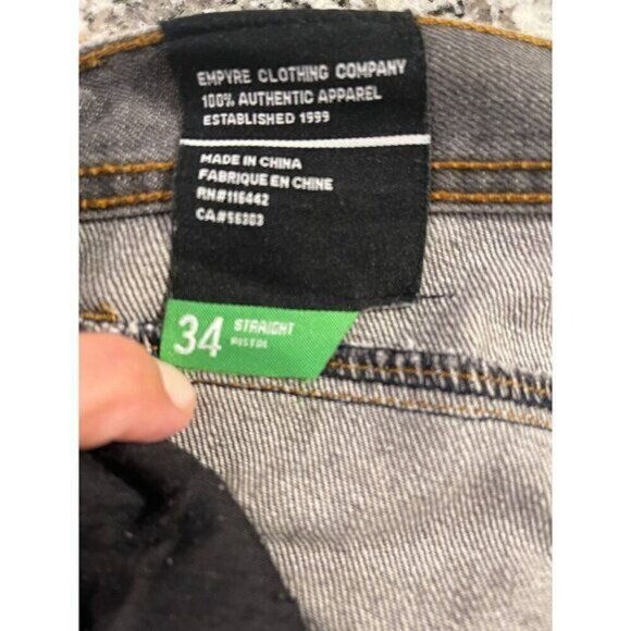 Empyre Mens Straight Leg Jeans Size 34 Gray Denim 5 Pocket Button & Zip Closure - Picture 3 of 13